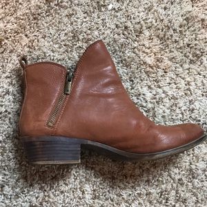 Lucky Brand Brown Leather Booties Zipper